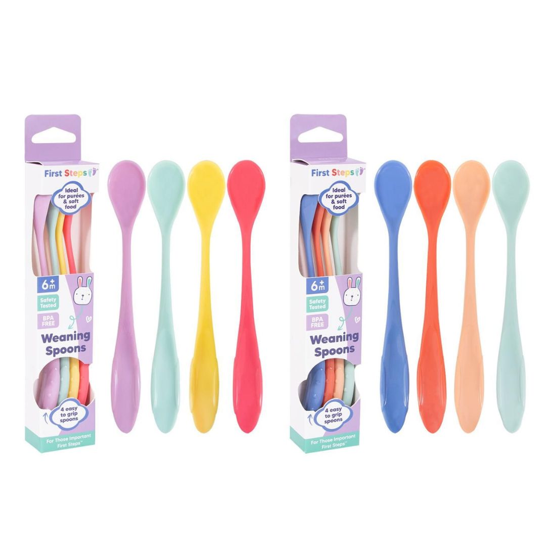 First Steps Long Handle Weening Spoons - Pack of 4